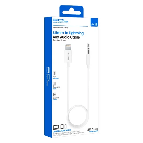 ACL A-12 3.5mm Aux to Lightning Ses Kablosu