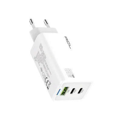 ACL AC-100 GAN 65W Led Işıklı Şarj Başlığı | 1x USB-A 2x USB-C