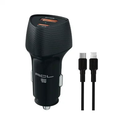 ACL ACC-09 PD Lightning Kablolu 48W 3.4A Hızlı Araç Şarjı | 18W USB-A Çıkış | 30W USB-C Çıkış