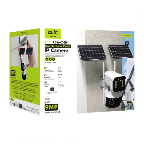 Blic BLM-93 9MP 4G Sim Kartlı Çift Güneş Panelli IP66 Güvenlik Kamerası | 12.000 mAh Batarya