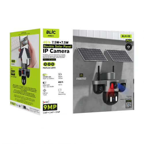 Blic BLM-95 9MP 4G Sim Kartlı Çift Güneş Panelli IP66 Güvenlik Kamerası | 12.000 mAh Batarya