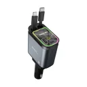 ACL ACC-01 RGB 66W 3.4A Hızlı Araç Şarjı | Makaralı Type-C ve Lightning Kablolu | Tavan Yıldız Yansıtma