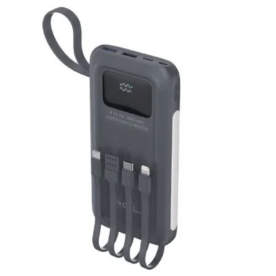 Acl PW-128 10000 Mah 22.5W 3A Powerbank | LCD Göstergeli | 4 Kablolu | Işıldaklı