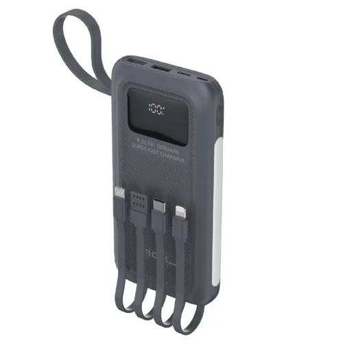 Acl PW-128 10000 Mah 22.5W 3A Powerbank | LCD Göstergeli | 4 Kablolu | Işıldaklı