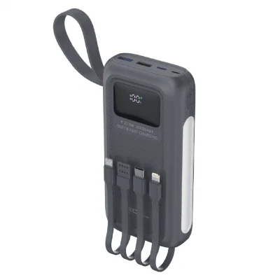 Acl PW-129 20000 Mah 22.5W 3A Powerbank | LCD Göstergeli | 4 Kablolu | Işıldaklı