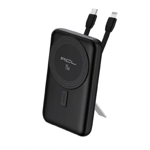 ACL PW-147 10000 mAh 15W Kablosuz Şarj Özellikli | 20W 3A Type-C | Lightning Kablolu Standlı Powerbank