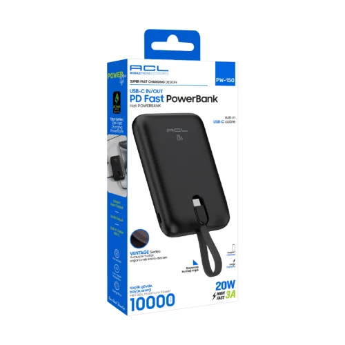 ACL PW-150 10000 mAh 20W 3A Type-C PD Kablolu Powerbank | Dayanıklı Kumaş Kaplı