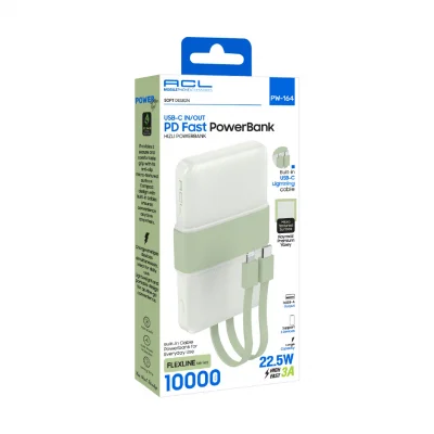 ACL PW-164 10000 mAh 22.5W 3A Çift Kablolu Powerbank | LED Göstergeli