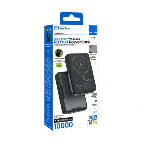 Acl PW-161 10000 mAh 20W 3A Kablosuz Powerbank | Katlanabilir Standlı