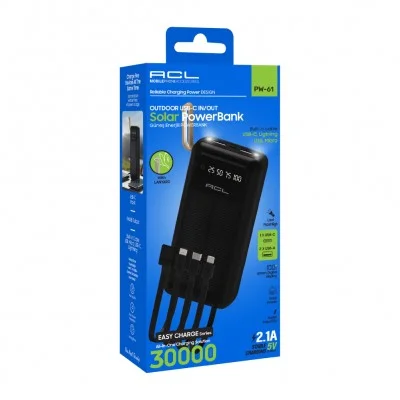 Acl PW61 Güneş Enerjili Solar 30000 Mah 4lü Kablolu Powerbank