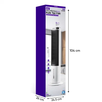 Auhma ACFN07 70W Sulu Soğutucu Kule Tipi Fan | Uzaktan Kumandalı | 3L Su Tankı | Led Ekranlı