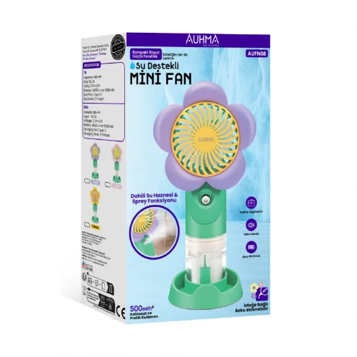 Auhma AUFN08 Su Püskürtmeli Şarjlı Mini Fan | 500mAh