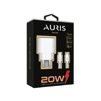Auris CH21 Type-C Başlık Giriş | Lightning Kablolu 20W Pd Ev Şarj Aleti