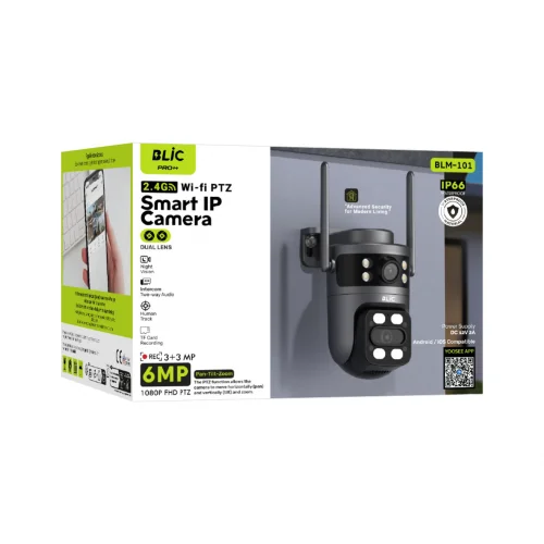 Blic BLM-101 WiFi PTZ Akıllı IP Kamera | 6MP FHD | IP66 Su Geçirmez