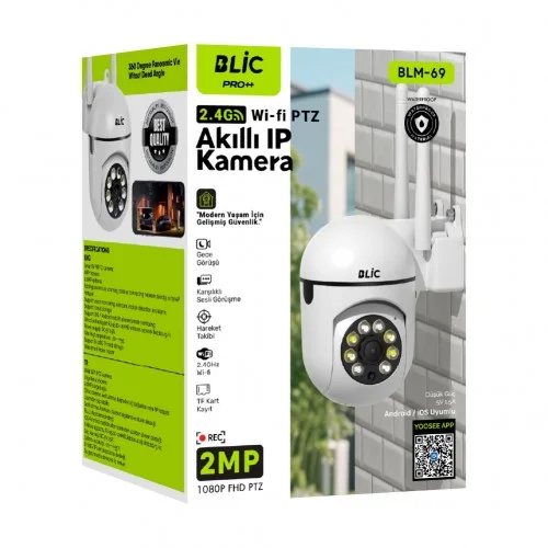 Blic Blm69 WiFi Akıllı IP Kamera | 2MP 1080P | 360 Derece Görüş Açısı