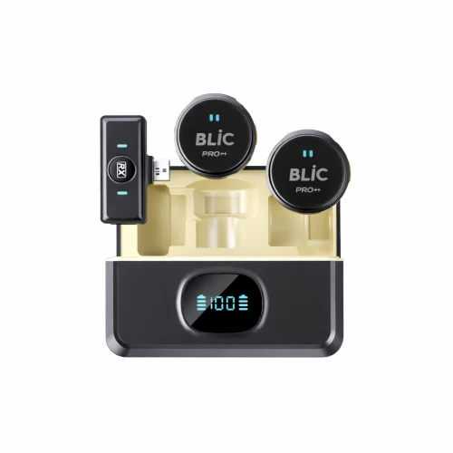 Blic BWC-04 Type-C Girişli LCD Göstergeli 2.4G Kablosuz İkili Yaka Mikrofonu