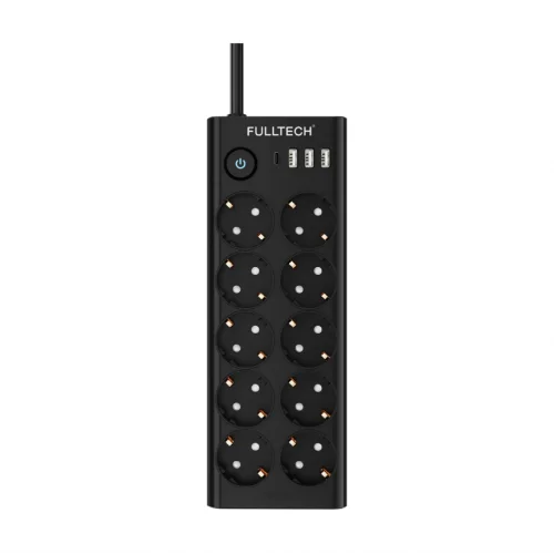 Fulltech FTR-14 Termal Akım Korumalı Priz | 10xPriz 3xUSB 1xPD | 2m Kablo