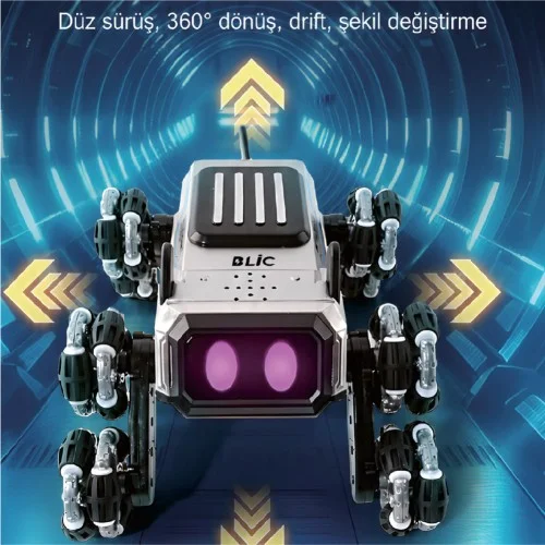 Blic BRB4 Uzaktan Kumandalı El Kontrollü Ai Robot Köpek | Su Atış | Gelişmiş Tekerlek | Işık ve Ses Efekti