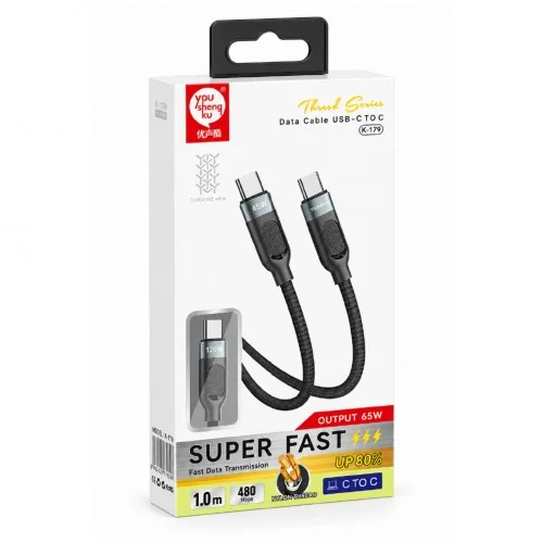 CEPOX K-179 | Type-C to Type-C 65W Ultra Hızlı Data | Şarj Kablosu