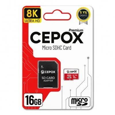 Cepox Premium 16GB Hafıza Kartı | U3 V30