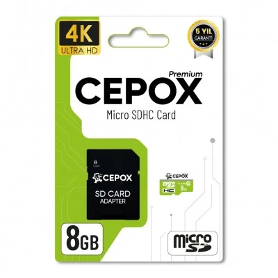 Cepox Premium 8GB Hafıza Kartı | Class 10