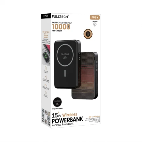 Fulltech FP24 10000 Mah 20W | Kablosuz 15W Şarj Özellikli Powerbank