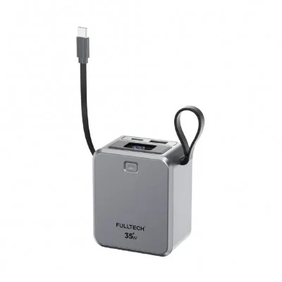 Fulltech FP32 10000 mAh 35W Hızlı Powerbank | LCD Ekran | Makaralı Type-C Kablo