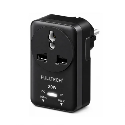 Fulltech FTR27 10 Amper 2500 Watt Akım Koruma Prizi | 1x AC Priz | 1x USB  1x Type-C | 750 Derece Isıya Dayanıklı