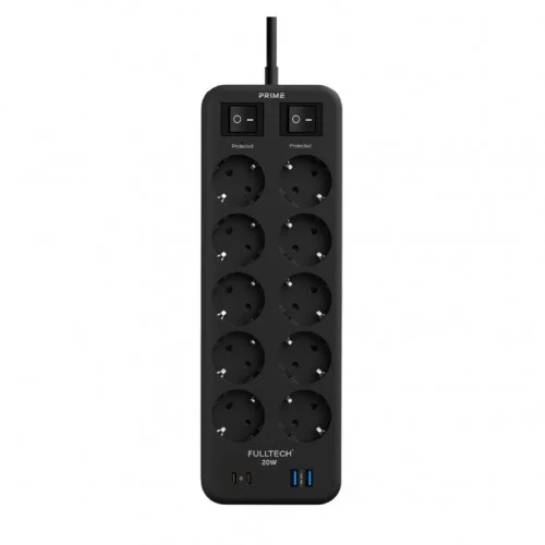 Fulltech FTR-14 Termal Akım Korumalı Priz | 10xPriz 3xUSB 1xPD | 2m Kablo