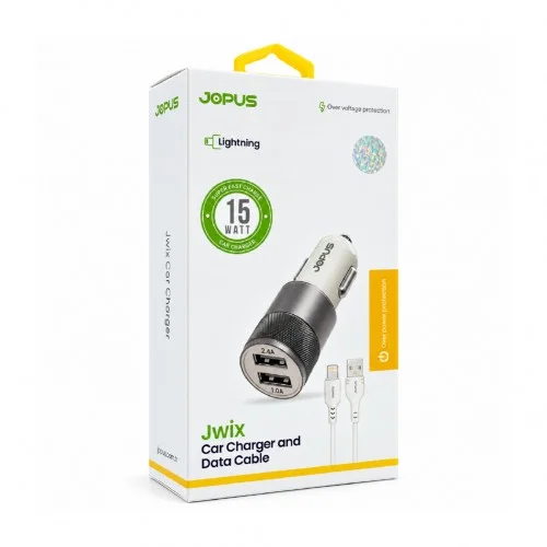 Jopus Jwix 15W Çift Usb Oto Şarj Aleti | İphone Kablolu