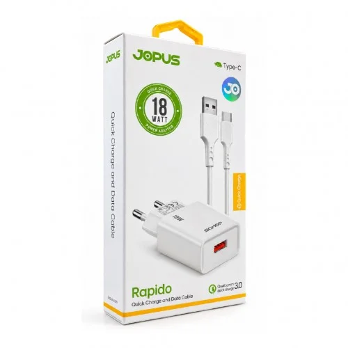Jopus Rapido 18W Type-C Şarj Aleti | 3.0