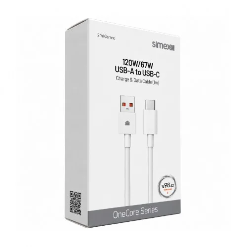 Simex SPK15 120W / 67W Usb to Type-C Şarj Kablosu | Salise Gösterge