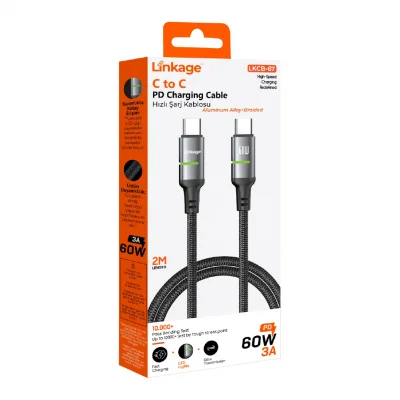 Linkage LKCB-67 60W 3A Örgülü Type-C PD Hızlı Şarj Kablosu | 2 Metre