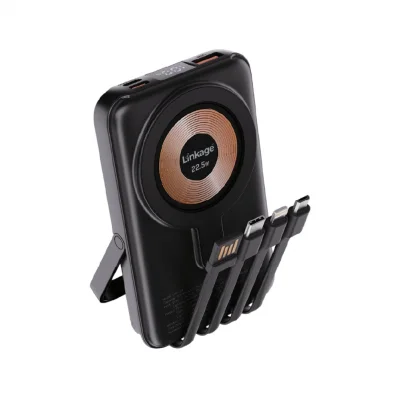 Linkage LKP63 10000 Mah 22.5W 4'lü Kablolu Stand Powerbank | LCD Gösterge | Magsafe Uyumlu