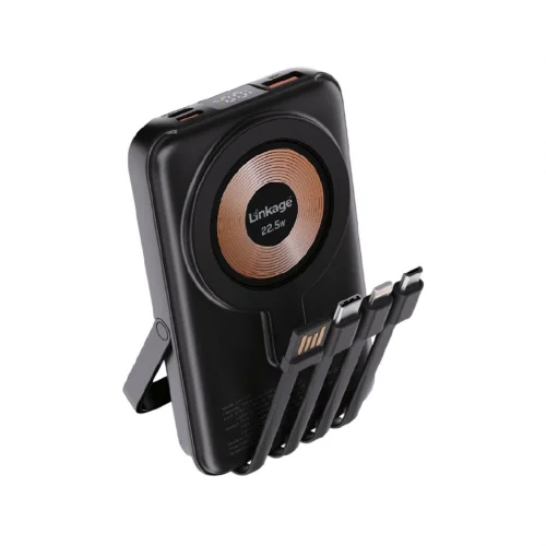 Linkage LKP63 10000 Mah 22.5W 4'lü Kablolu Stand Powerbank | LCD Gösterge | Magsafe Uyumlu