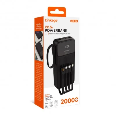 Linkage LKP-56 20000 mAh 22.5W LCD Göstergeli Kendinden Kablolu Powerbank
