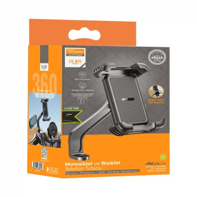 Lucatech LS-821 Bisiklet | Motosiklet Telefon Tutucu | Sarsıntı Önleyici | 360 Derece Dönebilme