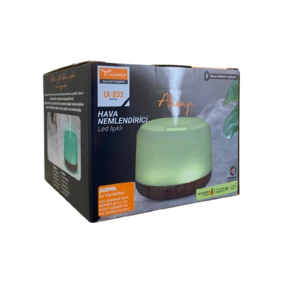 Lucatech LA-032 Ultrasonik Led Işıklı Hava Nemlendirici | Aromaterapi Kokulu | Ahşap Görünüm