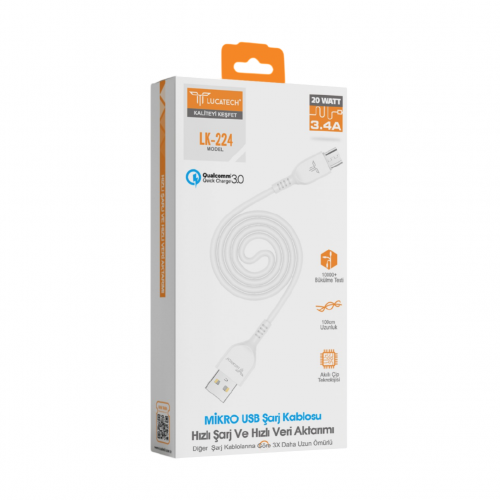 Lucatech LK-224 Micro 3.4A Şarj Kablosu