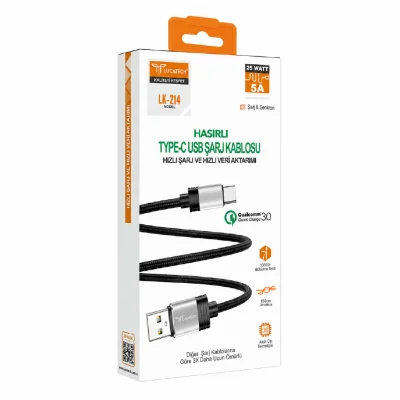 Lucatech LK214 3.4A 20W Örgülü Type-c Usb Şarj Kablosu