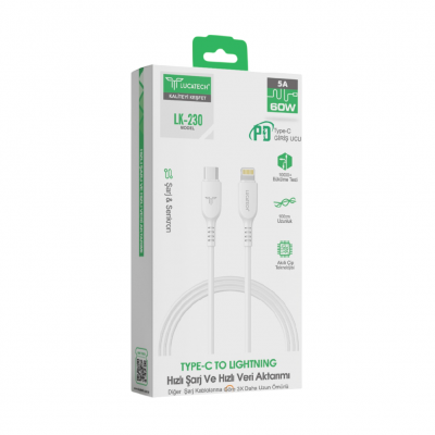 Lucatech LK230 3.0A 30W Lightning Pd Şarj Kablosu