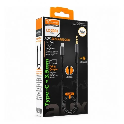 Lucatech Lx-2003 Type-C to 3.5mm Aux Ses Kablosu | Hasır Kablo