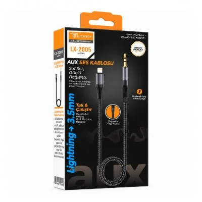 Lucatech Lx-2005 Lightning to 3.5mm Aux Ses Kablosu | Hasır Kablo