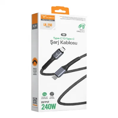 Lucatech LK-250 Type-C to Type-C 240W Hasır PD Şarj Kablosu