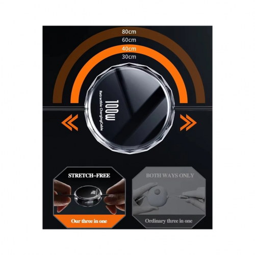 MTL MT5018 Makaralı 100W Hızlı Şarj ve Data Kablosu | 3in2