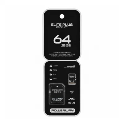 Powerway Elite Plus 64GB Hafıza Kartı | Class10 U3