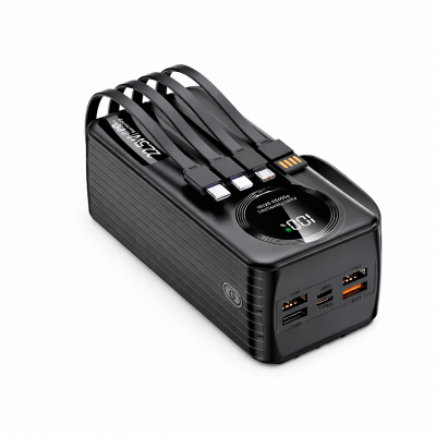 Polygold PW650 50000 mAh 22.5W PD 4'lü Kablolu Powerbank | Dijital Gösterge 