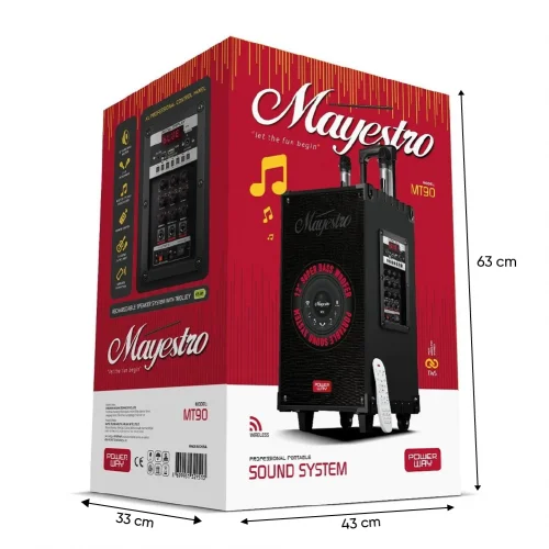 Powerway Mayestro MT90 Taşınabilir Bluetooth Speaker | Çift Mikrofon | Karaoke Sistemi | TWS