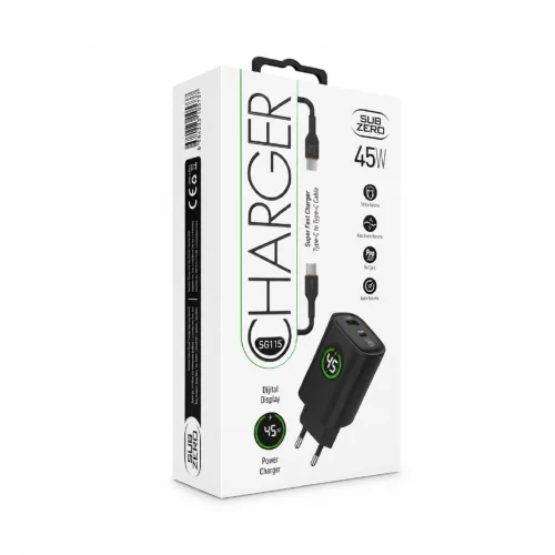 Subzero SG115 45W USB | PD Girişli Type-C Süper Hızlı Şarj Aleti