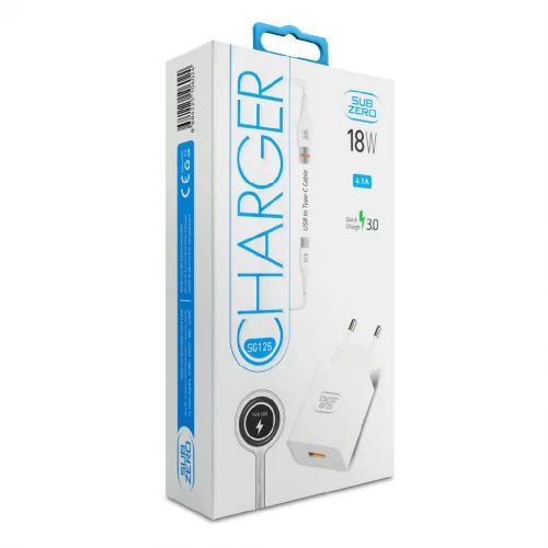 Subzero SG125 USB QC3.0 Başlıklı Type-C Kablolu 18W 4.1A Hızlı Şarj Aleti